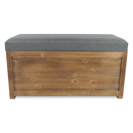 Homeroots Set Of 2 Rectangular Gray Linen Fabric And Wood Storage Benches 379848