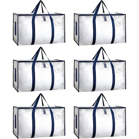 Simple Deluxe Extra Large Moving Bags with Lids, Reinforced Handles and Zippers, White, 6PK HKBAGXMOVING25WHTX6