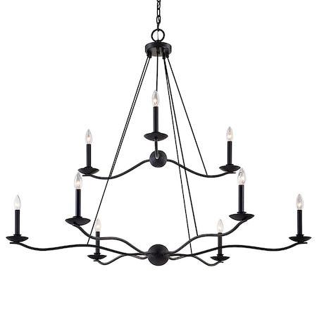 Troy Lighting Sawyer 9 Light Chandelier 53.5 In. Forged Iron F6309-FOR