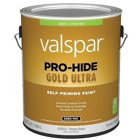 Valspar Pro-Hide Gold Ultra 6300 Latex Paint, Acrylic Base, Satin, Pastel Base, 1 gal 028.0063002.007