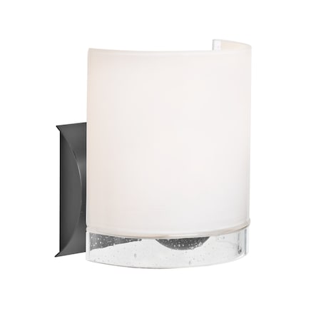 Besa Lighting Besa, Celtic Wall Sconce, Opal Glossy/Clear, Black Finish, 1x9W LED 1WZ-CELTICCL-LED-BK