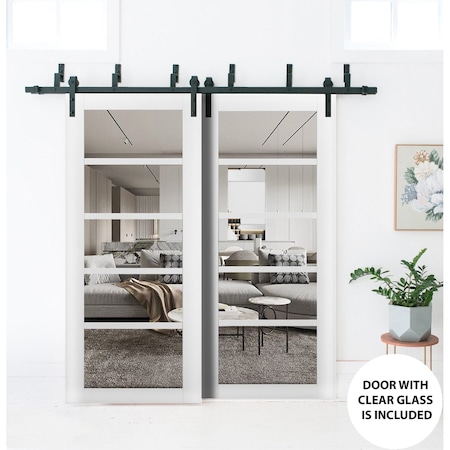 Sartodoors Sliding Closet Barn Bypass Doors White 48x80 (2* 24x80) Solid Core Modern Interior QUADRO4522BBB-WS-48