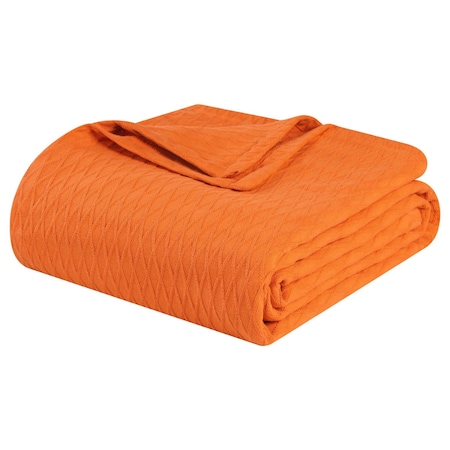 Homeroots King Burnt Orange Cotton Woven Geometric Blanket 549086