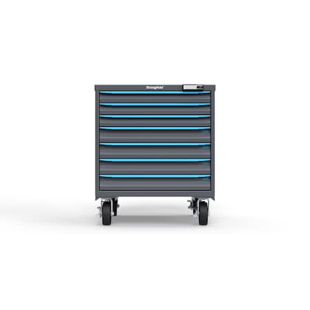 Strong Hold 7 drawer cabinet - (3x 2in, 4x 3in) - Blue accents - Electronic Lock S3036-PCRAS-0703FS