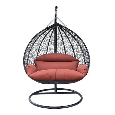Leisuremod Teardrop Hanging Swing Chair with Stainless Steel Stand, 440 lb Capacity, Weatherproof RSCBL-57DOR
