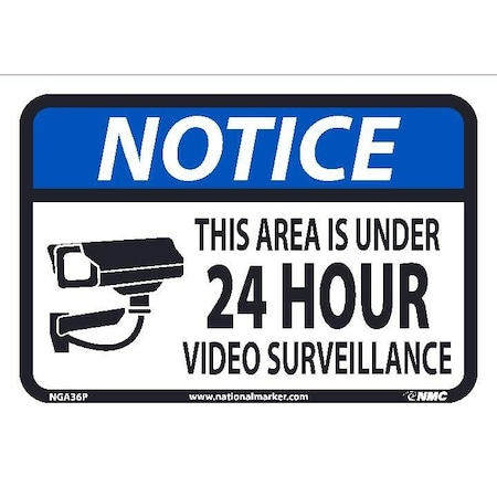 Nmc Notice 24 Hour Video Surveillance Sign, NGA36P NGA36P