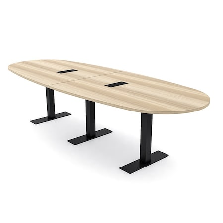 Skutchi Designs 10ft Boval Conference Table With Power | Harmony Series | 10 Person Meeting Room Table HAR-BOVL-48X120-T.BK-K525-EBLK