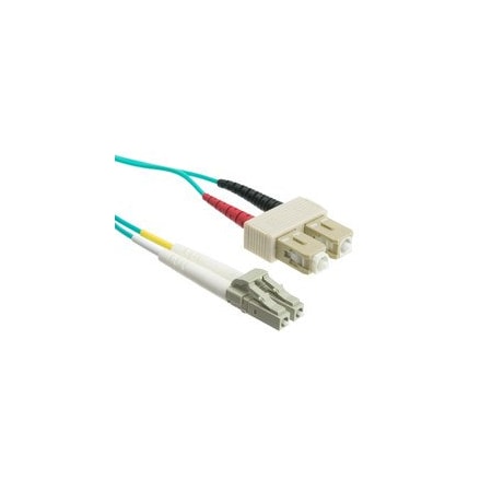 Cable Wholesale LC/UPC to SC/UPC OM3 Duplex 2.0mm Fiber Optic Patch Cord, OFNR, Multimode 50/125, Aqua LCSC-31001