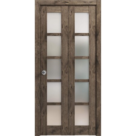 Sartodoors Sliding Closet Bi-fold Doors Oak Solid Core Modern Interior QUADRO4002BF-AKA-72 x 80 (2* 36x80)