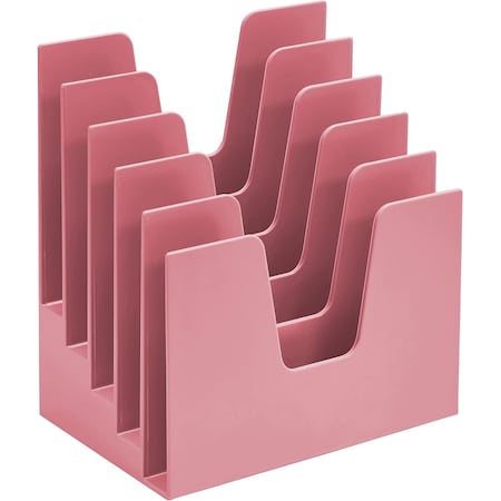 Acrimet 5 Section Incline File Sorter Desk Organizer Rack for Office Desktop Plastic Solid Pink 225.7