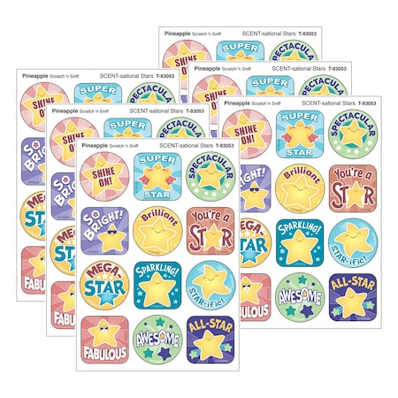 Trend SCENT-sational Stars, Pineapple Scent Scratch 'n Sniff Stinky Stickers, 48-Piece Set, 6PK T83053