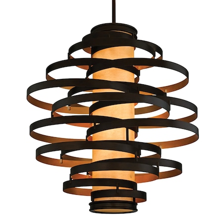 Corbett Lighting Vertigo 3 Light Chandelier 45 In. Bronze And Gold Leaf 113-76-BRL/GL