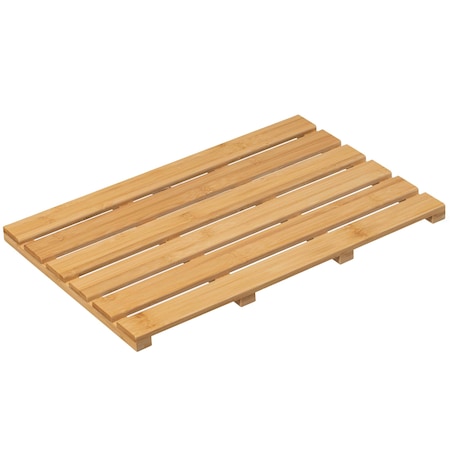 Basicwise 21.25-inch Luxury Non-Slip Waterproof Durable Bamboo Bath Mat - Multi-Purpose Home QI004764