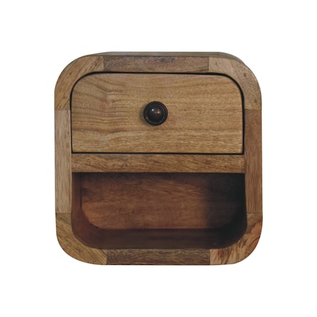 Homeroots 8" Beige Solid Wood Square One Drawer Nightstand 651549