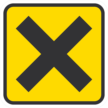 Lyle W2-1, Cross Road Symbol, 12x12, Engineer Grade, Yellow G-1973-EG_12x12
