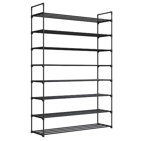 Home-Complete Shoe Rack 8-Tier Shoe Organizer for Closet, Bathroom, Entryway Shelf Holds 40 Pairs Sneakers, Black HC-2105-BLK
