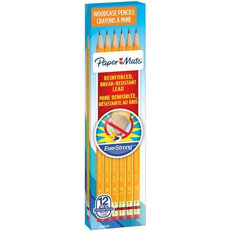 Paper Mate Pencil, #2 Lead, HB Lead, Black Lead, Wood Barrel 2047542