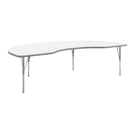Flash Furniture Wren 96 in x 48 in Kidney Adjustable Height Activity Table, Thermal Laminate Top, Short Legs, White XU-A4896-KIDNY-WHT-T-P-GG