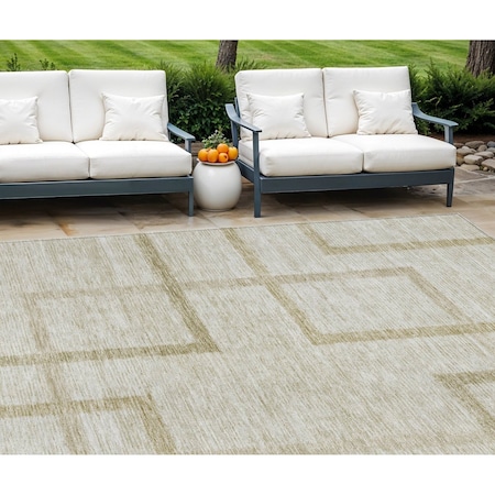 Homeroots 8' X 10' Beige Tan And Taupe Geometric Washable Indoor Outdoor Area Rug 588397