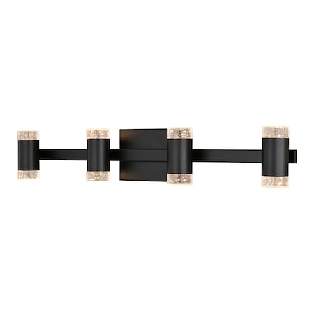 Vaxcel Sunset Hill 4-Light Matte Black LED Contemporary Vanity Light with Clear Bubble Glass W0585