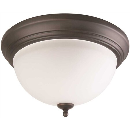 Monument 2-Light 15-1/2 in. x 7-1/2 in. Flush Mount Ceiling in Fixture Frosted Glass in Oil Rubbed Bronze 3557943