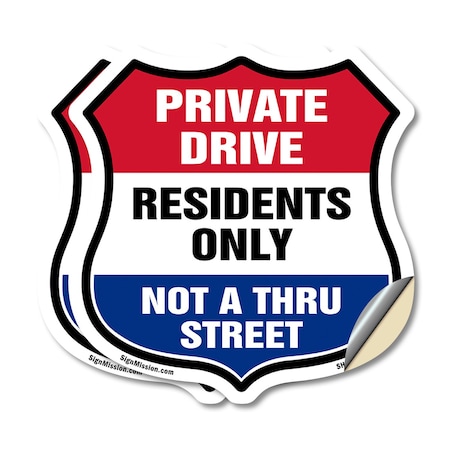 Signmission Private Driveway Shield Sign Private Dri, 12 inch X 12 inch, Vinyl Decal, 2PK SHI-D-2PACK-12-436