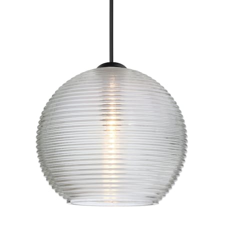 Besa Lighting Besa Kristall 6 Pendant, Clear, Black Finish, 1x 35W MAX GY6.35 Base 1XT-461500-BK