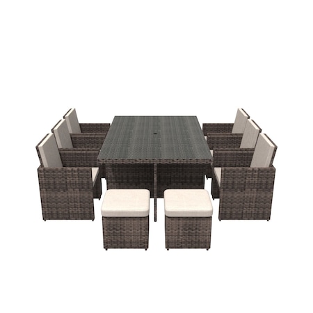 Homeroots 11 Piece Clear and Gray Glass Dining Set 372320