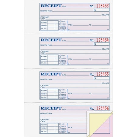 Adams Business Forms Money/Rent, Receipt Book, 3-Part TC1182