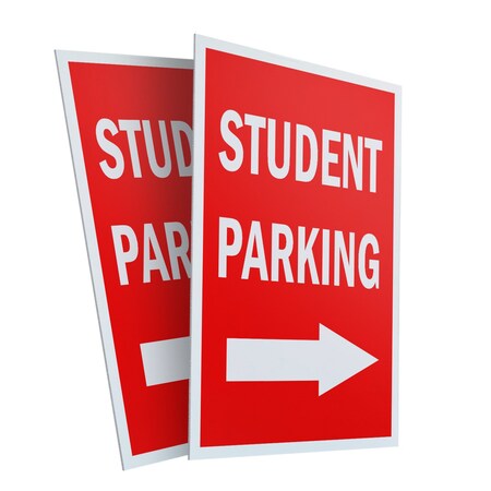 Signmission Student Parking With Arrow, Plastic Signs Only 24 Inch x 36 Inch, Corrugated Plastic, 2PK CSB-2436-2PACK-StudentParkingWithArrow