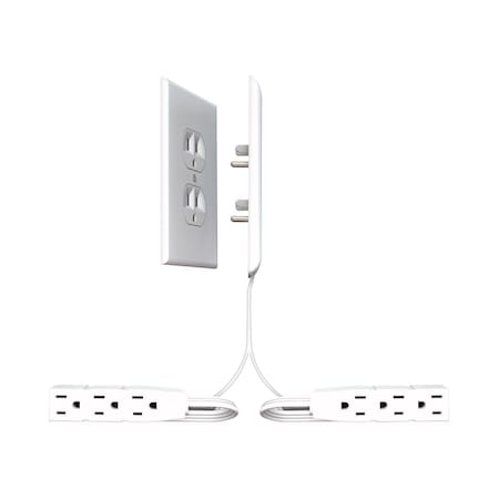 Sleek Socket 6 ft. L 6 outlets Combo Extension Cord White 3-2XDOWN-OVSZ