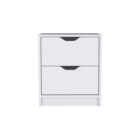 Homeroots 19" White Wood Two Drawer Nightstand 526147