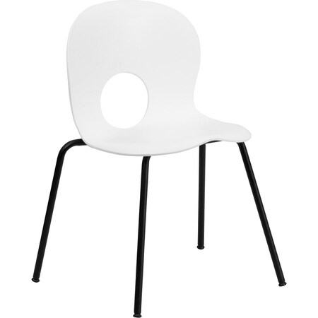 Flash Furniture Stack Chair, Plastic, 770 lb. Capacity, Wht RUT-NC258-WHITE-GG