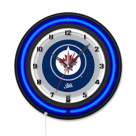 Holland Bar Stool Winnipeg Jets 19 Double Neon Wall Clock Clk19BK