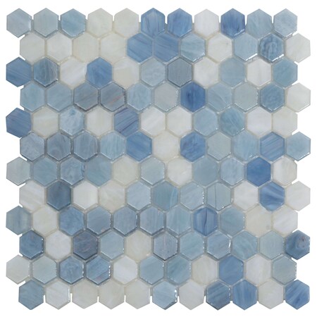 Apollo Tile Light Blue 10.8 in x 11.5 in Glass Glossy Floor and Wall Mosaic Tile 8.63 sqft/case, 10PK APLAHX8805A