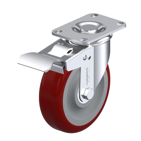 Pegasus Castr, Swivl Plte, Red Urethane, 330 lb., Tl P12S-URP050K-12-TB