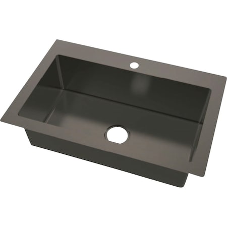 Cmi Compass Manufacturing Single Bowl 33'' x 25'' x 8'' Black Stainless Dual Mount Sink 482-8289