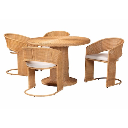 Bali & Pari Akiko Bohemian Light Honey Rattan 5-Piece Dining Set 258-14323-14154-ZORO