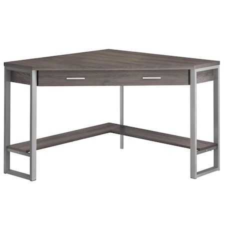 Homeroots 42" Taupe and Silver Corner Computer Desk 333554