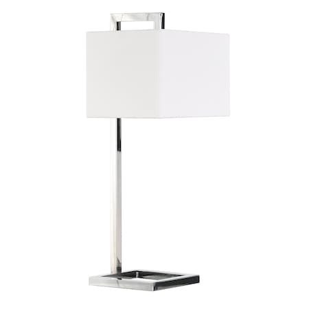 Homeroots 26" Silver Metal Square Arched Table Lamp With White Square Shade 524313