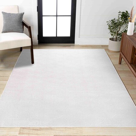 Jonathan Y Porter Geometric Art Deco Fan Pattern High-Low White/Light Gray 3 ft. x 5 ft. Area Rug CAR100B-3