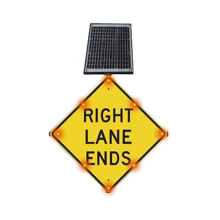 Stop-Lite LED Solar Right Lane Ends Sign 30 in (DIA) SS-W9-1-3000DA