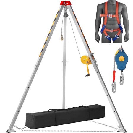 Vevor Confined Space Tripod Kit Rescue Tripod Fall Arrest 4-7 ft Legs 1800 lbs HXRT-07