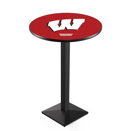 Holland Bar Stool Co 42" Blk Wrinkle Wisconsin "W" Pub Table, 36" dia. Top L217B4236Wisc-W
