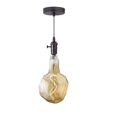 Bulbrite 4WLED JEWEL NATURAL SHAPED GRAND, 2200K FILAMENT W/ GUNMETAL BLACK PENDANT, SILVER STRING 810167