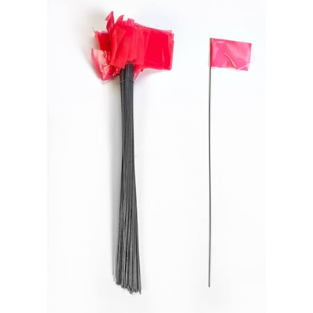 Mutual Industries Wire Marking Flags GLO PINK 30in, 1000PK 15901-175-30
