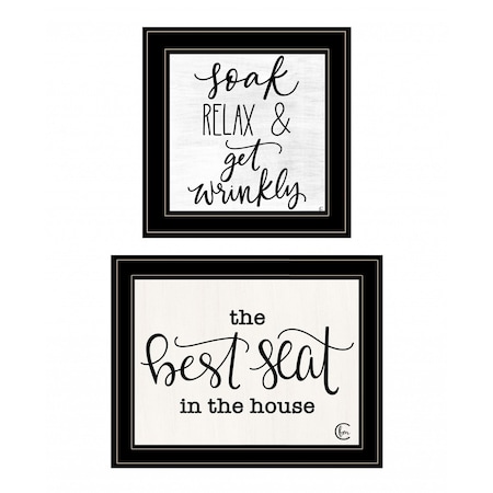 Homeroots Set Of Two The Best Seat in the House 2 Black Framed Print Bathroom Wall Art, 2PK 408205