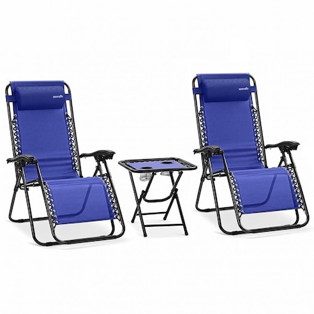 Serenelife Outdoor Zero Gravity Lounge Chair Set with Table SLZGHTBBU45