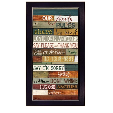 Homeroots Our Family Rules Black Framed Print Wall Art 405248