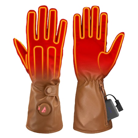Actionheat 5V Battery Heated Leather Dress Glove, Women's, Tan, L 810058855947
